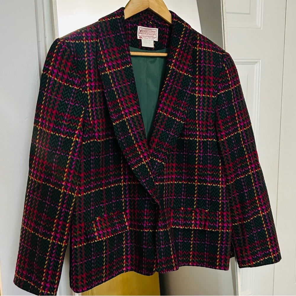 Vintage Pendleton Plaid Blazer 100% Virgin wool size 16P